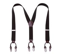 KANGDAI Cowhide Leather Mens Braces for Trousers with Strong Clips Y Style Gift Box Heavy Duty Braces 3.5cm Wide One Size Suspenders Adjustable for Men and Women