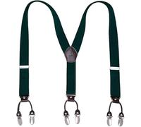 KANGDAI Cowhide Leather Mens Braces for Trousers with Strong Clips Y Style Gift Box Heavy Duty Braces 3.5cm Wide One Size Suspenders Adjustable for Men and Women