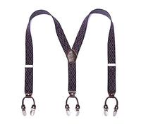 KANGDAI Cowhide Leather Mens Braces for Trousers with Strong Clips Y Style Gift Box Heavy Duty Braces 3.5cm Wide One Size Suspenders Adjustable for Men and Women