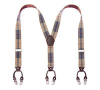 KANGDAI Cowhide Leather Mens Braces for Trousers with Strong Clips Y Style Gift Box Heavy Duty Braces 3.5cm Wide One Size Suspenders Adjustable for Men and Women
