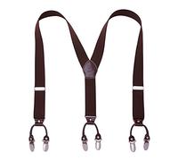 KANGDAI Cowhide Leather Mens Braces for Trousers with Strong Clips Y Style Gift Box Heavy Duty Braces 3.5cm Wide One Size Suspenders Adjustable for Men and Women