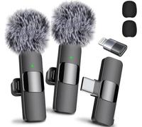 Kanget Wireless 2 in 1 Lavalier Microphone Recording Phone Mic for Live Strea, Video Recording, Interview, Facebook Live,YouTube,Clip-on Plug & Play Auto-sync for all iPhones, Android and USB devices.