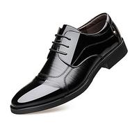 Kanggrei Dress Oxford for Men Lace Up Two Tone Cap Toe Round Toe PU Leather Rubber Sole Resistant Non Slip Low Top Party(Black,10 UK)