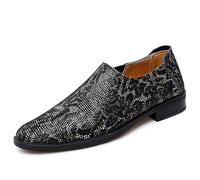Kanggrei Dress Oxford For Men Slip On Round Toe Faux Leather Breathable Loafer Shoes Low Top Anti-slip Casual(Black,10.5 UK)