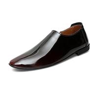 Kanggrei Dress Oxford Formal Shoes For Men Slip On Round Burnished Toe Faux Leather Oxford Shoes(Red,3.5 UK)