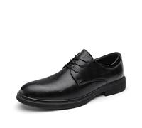 Kanggrei Dress Oxford Shoes for Men Lace Up Round Burnished Toe PU Leather Derby Shoes(Black,5.5 UK)