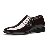 Kanggrei Dress Oxford Shoes for Men Lace Up Round Toe Patent Leather PU Leather Prom(Brown,5 UK)