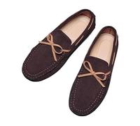 Kanggrei Driving Loafers for Men Round Toe PU Leather Penny Boat Loafers Slip Resistant Lightweight Flat Heel Wedding Slip-ons(Brown,9 UK)