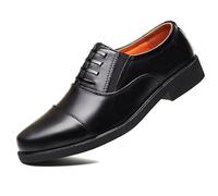 Kanggrei Formal Dress Shoes for Men Lace Up Round Toe Vegan Leather Cap Toe Oxford Shoes Wedding(7 UK) Black