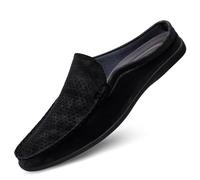 Kanggrei Loafers for Men Round Toe Solid Color Breathable Half Loafers Shoes Anti-Slip Flat Heel Lightweight Walking Outdoor Slip-on Slippers(Color:Black,Size:9.5 UK)
