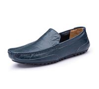 Kanggrei Loafers for Men Square Toe PU Leather Slip-on Driving Style Loafer Flexible Anti-Slip Comfortable Fashion(Blue,7.5 UK)