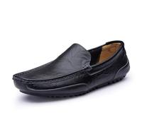 Kanggrei Loafers for Men Square Toe PU Leather Slip-on Driving Style Loafer Flexible Anti-Slip Comfortable Fashion(Black,9.5 UK)