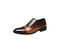 Kanggrei Men Oxford Dress Shoes Multicolor Square Toe Brogue Cap Toe Wing Tips Lace Up Patchwork Two Tone Color Dress Oxford Formal Shoes(Color:Brown and Yellow,Size:9 UK)
