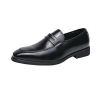 Kanggrei Men Penny Loafers Multicolor Patchwork Two Tone Color Slip-On Shoes and Weeding Dress Shoes for Men(Black,6 UK)