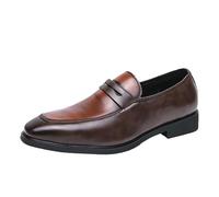 Kanggrei Men Penny Loafers Multicolor Patchwork Two Tone Color Slip-On Shoes and Weeding Dress Shoes for Men(Brown,6.5 UK)