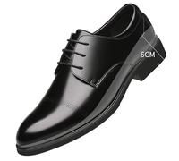 Kanggrei Men's Breathable Oxford Height Increasing Elevator Shoes 2.4 Inches Taller,Leather Lace-up Cap Toe Oxfords 2.4'' Taller (Color : Black Taller, Size : 9 UK)