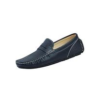 Kanggrei Men's Casual Shoes Slip On Mens Driving Penny Loafers for Men Lightweight Hollow Breathable Comfort(Black,7 UK)