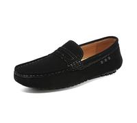Kanggrei Men's Classic Comfort Suede Penny Loafers Casual Slip-Ons Lightweight Walking Flats Driving Moccasins Boat Shoes(Black,9.5 UK)
