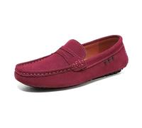 Kanggrei Men's Classic Comfort Suede Penny Loafers Casual Slip-Ons Lightweight Walking Flats Driving Moccasins Boat Shoes(Red,9.5 UK)