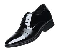 Kanggrei Men's Dress Derby Elevator Shoes Men's Invisible Height Increasing Cap Toe Shoes That Make You Taller 3 Inches Formal Business & Wedding(8 UK) Black