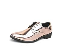 Kanggrei Mens Dress Shoes Oxfords Pointed Toe Casual Classic Comfortable Shiny Faux Leather Formal Derby Business Dress Shoes for Men Prom(Gold,9.5 UK)