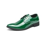 Kanggrei Mens Dress Shoes Oxfords Pointed Toe Casual Classic Comfortable Shiny Faux Leather Formal Derby Business Dress Shoes for Men Prom(Green,10 UK)