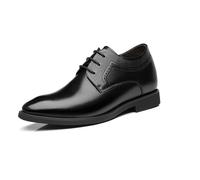 Kanggrei Men's Height Increasing Elevator Shoes Genuine Leather 3 Inches Taller Lightweight, Non-Slip Business and Fashion(6.5 UK) Black