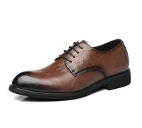 Kanggrei Men's Invisible Height Increasing Elevator Shoes-Black Burnished Toe Lace-up Formal Tuxedo Oxfords-2 Inches Taller(Brown,7 UK)