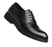 Kanggrei Men's Invisible Height Increasing Elevator Shoes-Black Burnished Toe Lace-up Formal Tuxedo Oxfords-2 Inches Taller(Black,9 UK)
