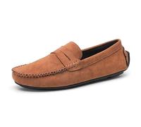 Kanggrei Men's Loafers Lightweight Slip On Shoes Soft Penny Loafers for Men Driving Moccasins Casual Boat Shoes(Brown,6.5 UK)