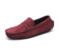 Kanggrei Men's Loafers Lightweight Slip On Shoes Soft Penny Loafers for Men Driving Moccasins Casual Boat Shoes(Wine red,8 UK)