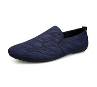 Kanggrei Mens Loafers Shoe Round Toe Vegan Leather Two Tone Loafer Shoes Flat Heel Comfortable Wedding Fashion(Blue,7 UK)