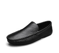 Kanggrei Men's Loafers Shoes Slip-ons Round Toe Vegan Leather Driving Loafers Lightweight Classic Walking(Black,7.5 UK)