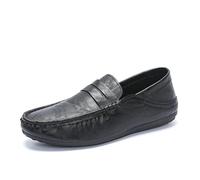 Kanggrei Men's Moccasins Loafers Round Toe Faux Leather Lightweight Wedding Slip On Penny Loafers(9 UK) Black