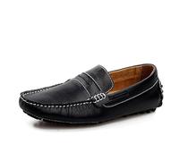 Kanggrei Men's Penny Loafers Shoes Square Toe PU Leather Driving Style Loafer Wedding Casual Slip On Moccasins(Black,6 UK)