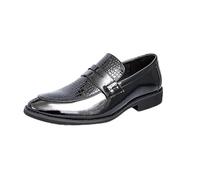 Kanggrei Men's Penny Loafers Split Toe Casual Slip-On Shoes and Weeding Dress Shoes for Men(Black,7 UK)