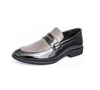Kanggrei Men's Penny Loafers Split Toe Casual Slip-On Shoes and Weeding Dress Shoes for Men(Black and Gray,6 UK)