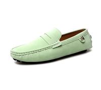 Kanggrei Men's Suede Leather Penny Loafers Slip On Driving Shoes Comfort Moccasin Boat Shoes(Mint Green,11 UK)