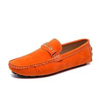 Kanggrei Men's Suede Leather Penny Loafers Soft Driving Loafers for Men Comfort Lightweight Moccasin Slippers(Orange,11 UK)