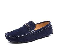 Kanggrei Men's Suede Leather Penny Loafers Soft Driving Loafers for Men Comfort Lightweight Moccasin Slippers(Dark Blue,10 UK)