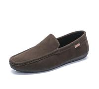 Kanggrei Moccasins Loafers for Men Round Toe Faux Leather Lightweight Classic Wedding Slip On Loafer Shoes(Brown,9 UK)