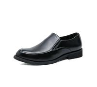 Kanggrei Oxford Dress Shoes For Men Apron Toe Slip On Pointed Burnished Toe PU Leather Shoes Working or Prom(Black,6 UK)
