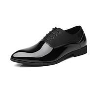 Kanggrei Oxford Formal Shoes for Men Lace Up PU Leather Two Tone Patchwork Classic Shoes(Black,7 UK)