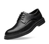 Kanggrei Oxford Shoes for Men Lace Up Pointed Toe Breathable Hollow Out Faux Leather Derby Shoes(5.5 UK)