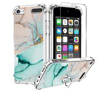 KANGHAR for iPod Touch 7/6/5 Case, Marble Pattern with Screen Protector,Kickstand Ring Holder Soft TPU Bumper Shockproof Cover for iPod Touch 5th/6th/7th Generation