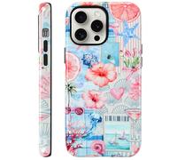 KANGHAR Summer Phone Case for iPhone 13 Pro Max [Compatible with MagSafe], Cute Aesthetic Coastal Beach Seashell Coquette Collage Design, 2-Layer Hybrid Shockproof Protective Cover for Women Girls