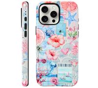 KANGHAR Summer Phone Case for iPhone 16 Pro Max [Compatible with MagSafe], Cute Aesthetic Coastal Beach Seashell Coquette Collage Design, 2-Layer Hybrid Shockproof Protective Cover for Women Girls