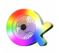 Kangnice Desktop Fan Featuring Dynamic LED Lights and USB Charging Perfect for Dorm Camping Travel Study Room Quiet Fan
