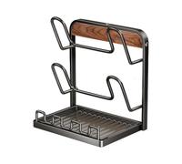 Kangnice Multi Purpose Kitchen Cookware Cover Shelf Including Utensil Hooks and Drip Tray Thin Design for Tidy Cooking Space ABS Lid Planner