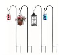 kangnuoxue Shepherds Crook Hooks, Garden Lantern Shepherd's Hook 80.5 CM Height Adjustable Festoon Pole,Metal Border Hook for Garden Lights, Lanterns, Plant Baskets, 4 Section Stitching (4)